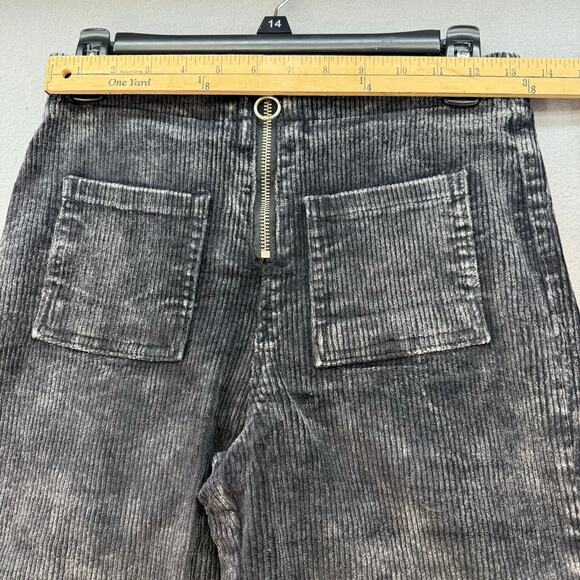 Pol by Anthropologie Corduroy Pants Women's S Black Patch Pockets Wide Flare Leg - Picture 9 of 13